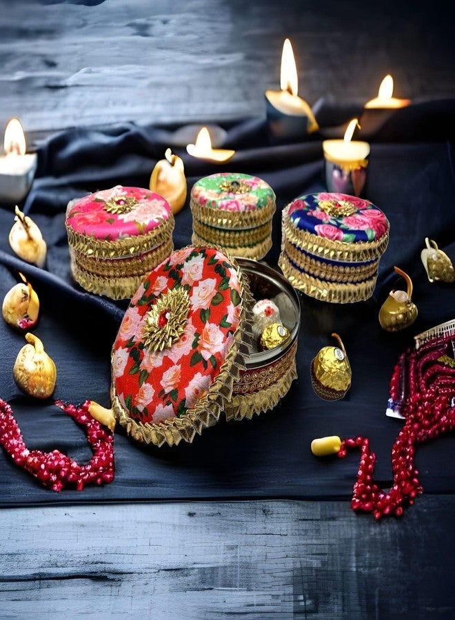 LOVENSPIRE 1 PC Decorative Gotta Steel Ladoo Box 400 Grams Designer Sweet Box Indian Wedding Housewarming Shagun Gift Festival Pooja Favor Return Gift for Friends Family Guest Bridesmaid - Image 5